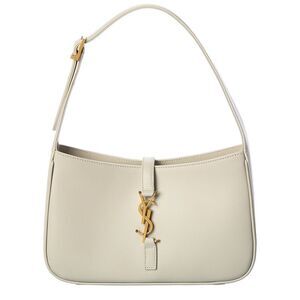 Saint Laurent Smooth Leather Hobo Bag, White